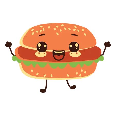 Cute Burger Hamburger  Illustration