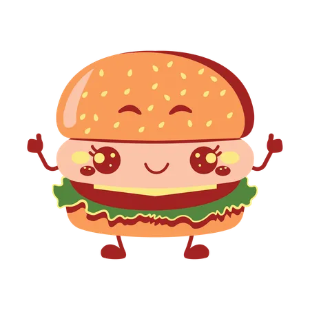 Cute Burger Hamburger  Illustration