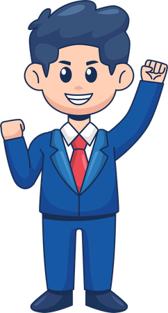 Cute Businessman Celebrate Victory  Illustration