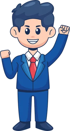 Cute Businessman Celebrate Victory  Illustration