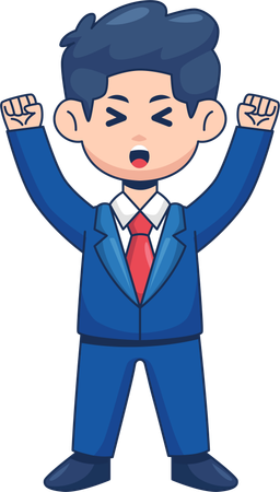 Cute Businessman Celebrating Victory  Illustration