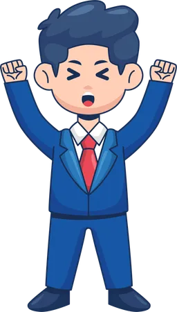 Cute Businessman Celebrating Victory  Illustration