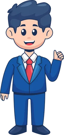 Cute Businessman Showing Thumbs Up  Illustration