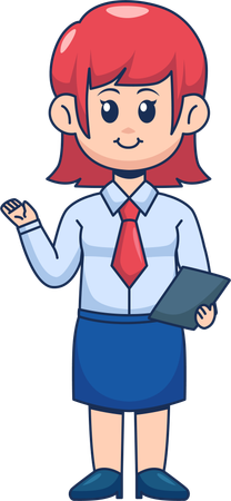 Cute Businesswoman Explaining and Holding Note  Illustration