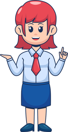 Cute Businesswoman Explaining Something  Illustration