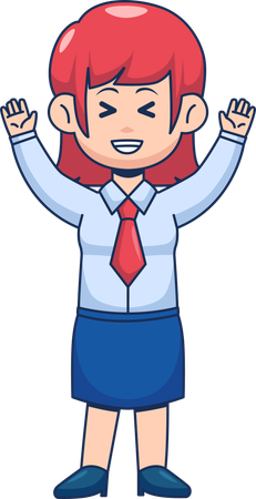 Cute Businesswoman Raising Both Hands  Illustration