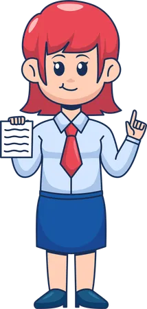 Cute Businesswoman Showing Notes  Illustration