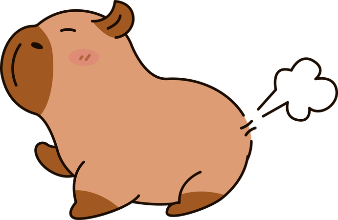 Cute capybara to do fart  Illustration