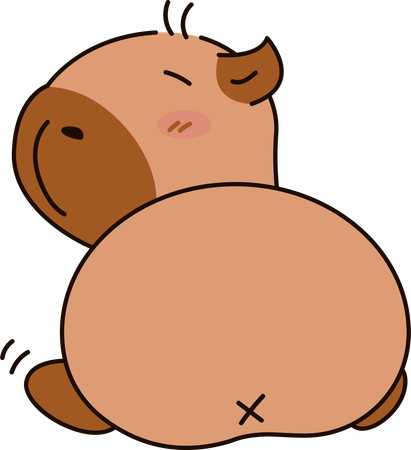 Cute Capybara with his butt  Illustration