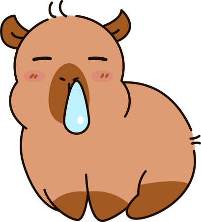 Cute Capybara with runny nose  Illustration