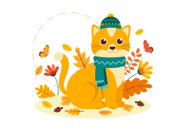 Cute cat giving pose  Illustration