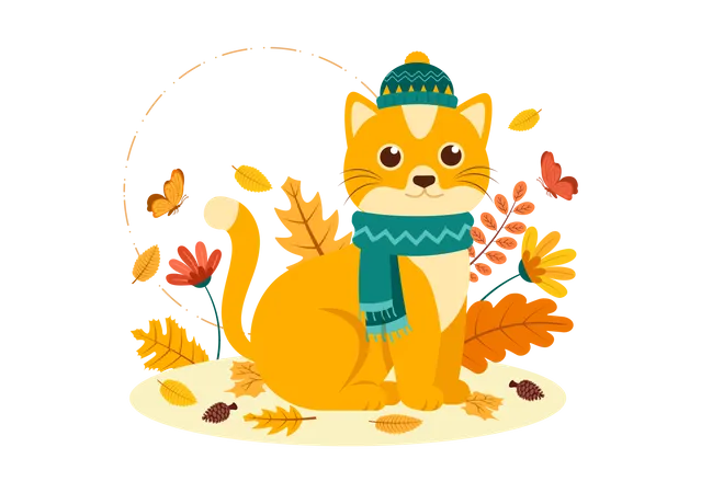 Cute cat giving pose  Illustration