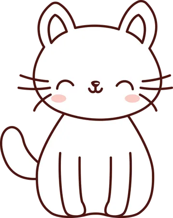 Cute Cat Kitten Animal Doodle  Illustration