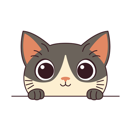 Cute Cat Kitten while Peeking  Illustration