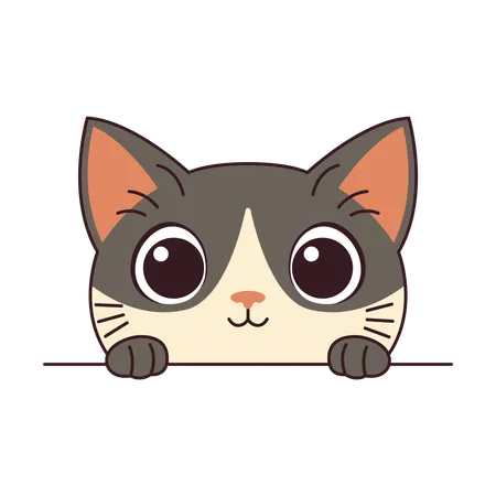 Cute Cat Kitten while Peeking  Illustration