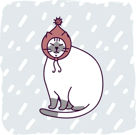 Cute cat sleeping in winter  Illustration