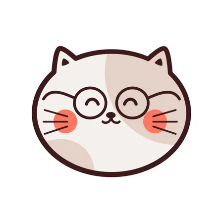 Cute Cat Sticker  Illustration