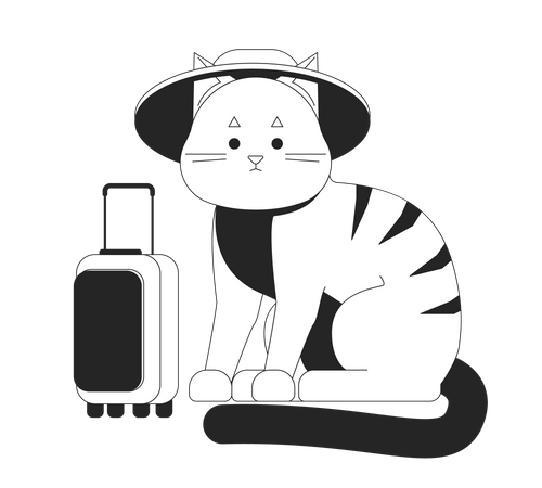 Cute cat traveler  Illustration