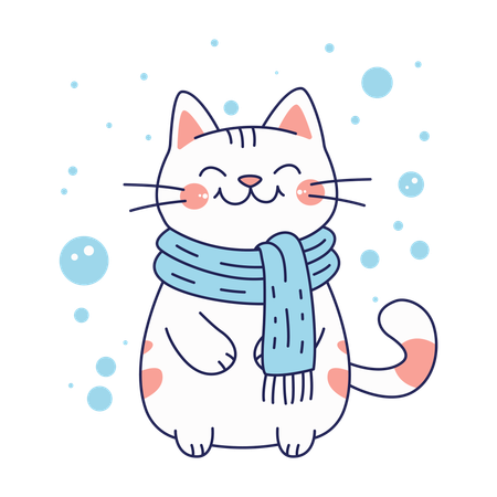 Cute cat wearing scarf for fashion  Illustration