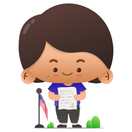 Cute character holding attestation paper  Illustration