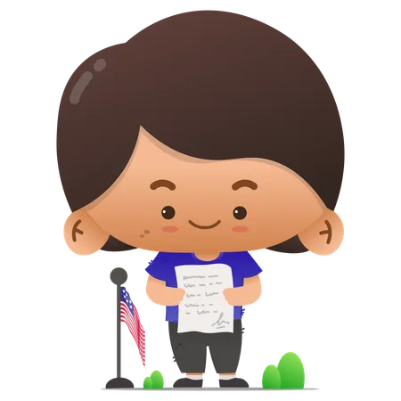 Cute character holding attestation paper  Illustration