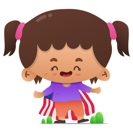 Cute character wearing United States flag wings  Illustration