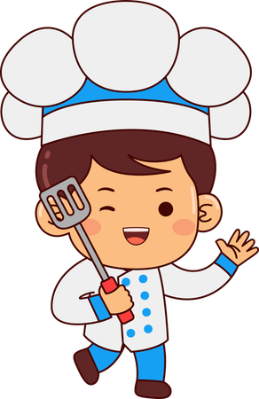 Cute Chef Boy Holding Spatula  Illustration