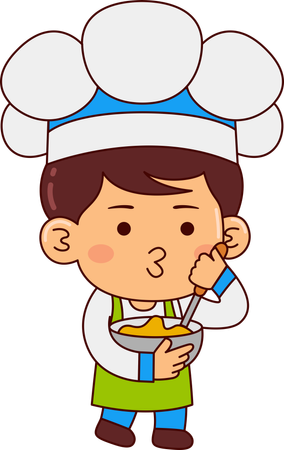 Cute Chef Boy Making Food  Illustration