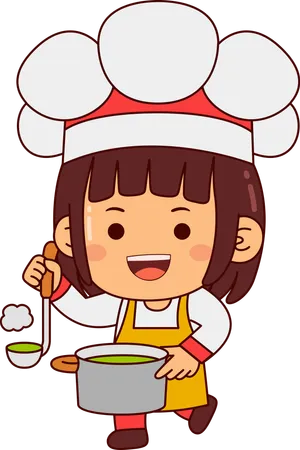Cute Chef Girl Cartoon Character Illustration