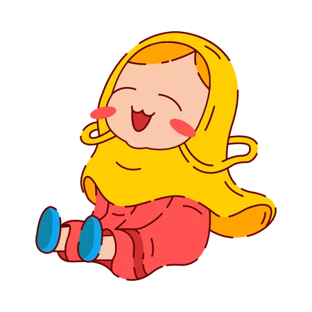 Cute Chibi Muslim Girl laughing  Illustration