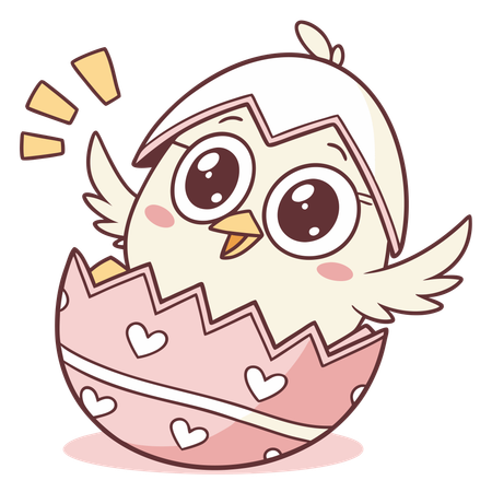 Cute Chick coming out of egg  Illustration