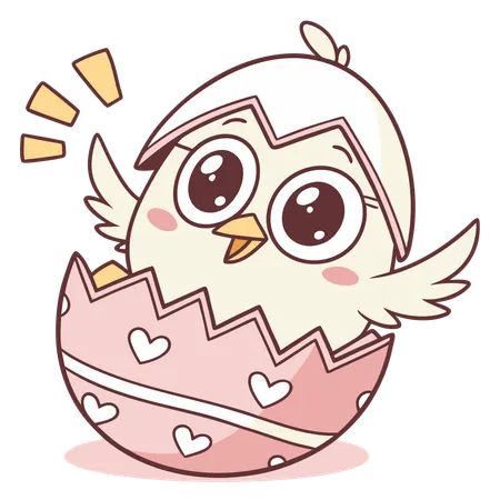 Cute Chick coming out of egg  Illustration