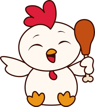Cute Chicken holding chicken leg  イラスト