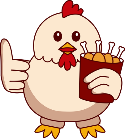 Cute Chicken holding chicken leg  Illustration