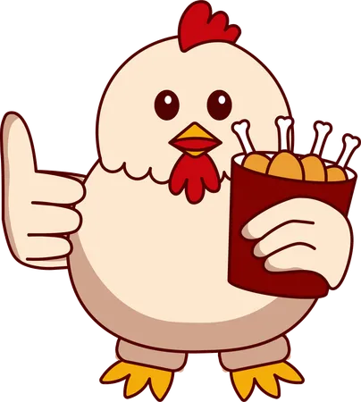 Cute Chicken holding chicken leg  Illustration