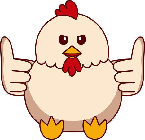 Cute Chicken showing thumbs up  イラスト