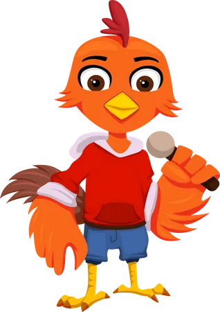 Cute Chicken with mic  Illustration