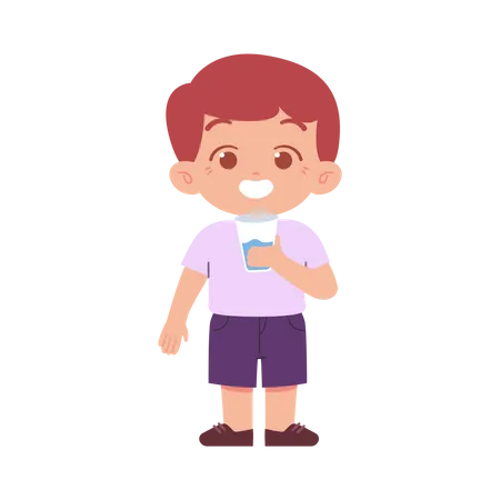 Cute Child Drinking Milk Illustration