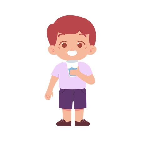 Cute Child Drinking Milk  Illustration