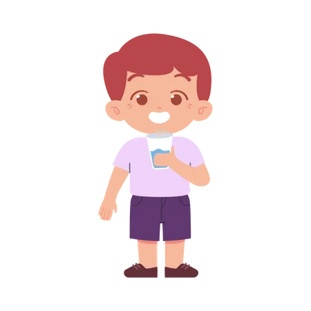 Cute Child Drinking Milk  Illustration