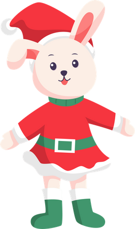 Cute Christmas Bunny  Illustration