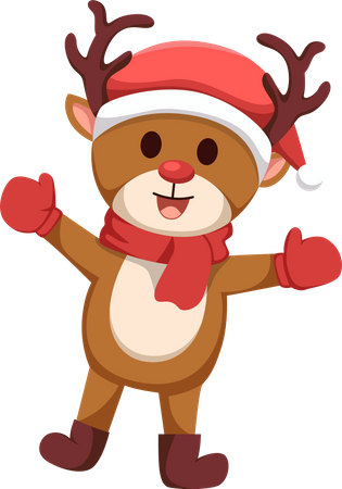 Cute Christmas Reindeer Illustration