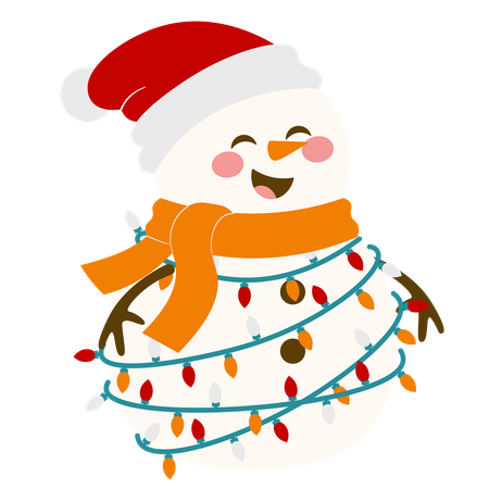 Cute Christmas Snowman Lamp  일러스트레이션