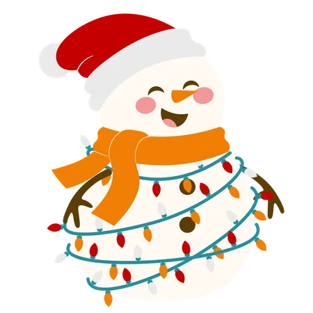 Cute Christmas Snowman Lamp  일러스트레이션
