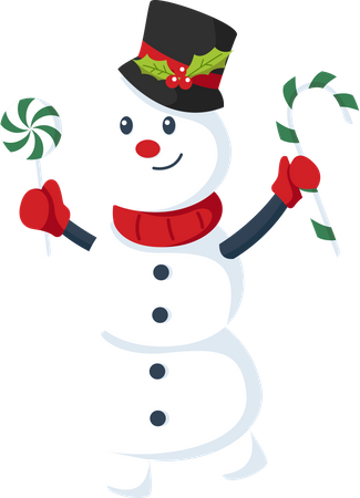 Cute Christmas Snowman with Hat  Illustration