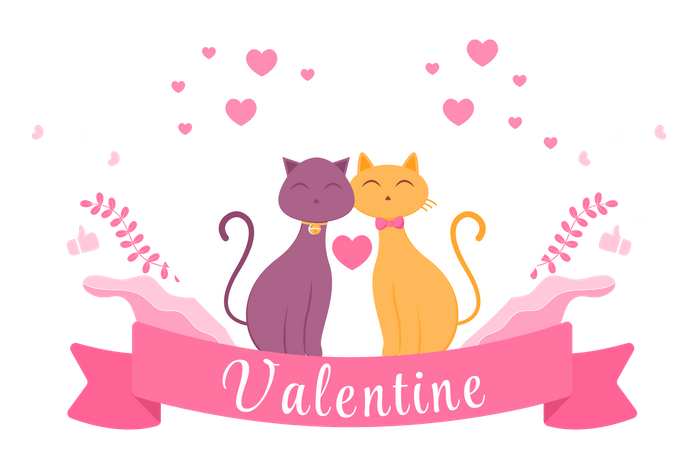 Cute Couple cat Illustration