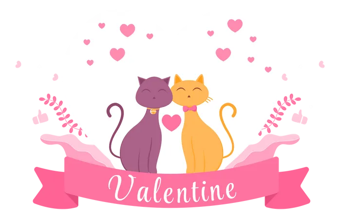 Cute Couple cat  Illustration