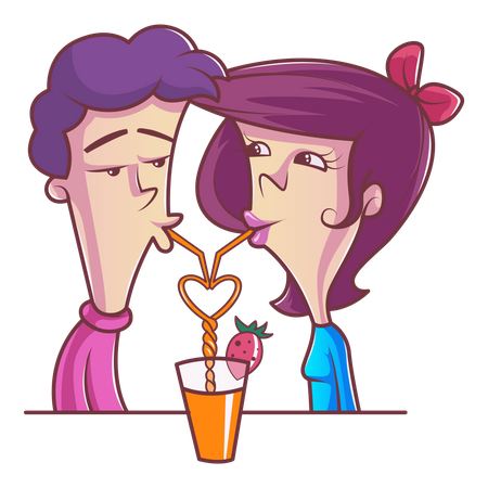 Cute couple drinking juice Illustration