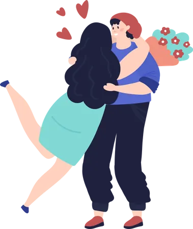Cute couple hugging Illustration