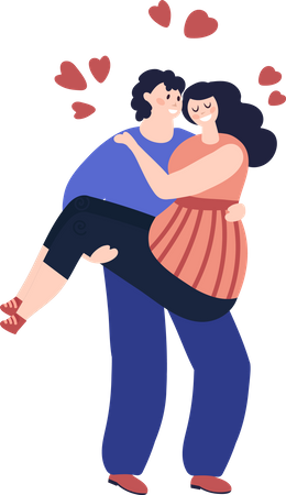Cute Couple Hugging Illustration
